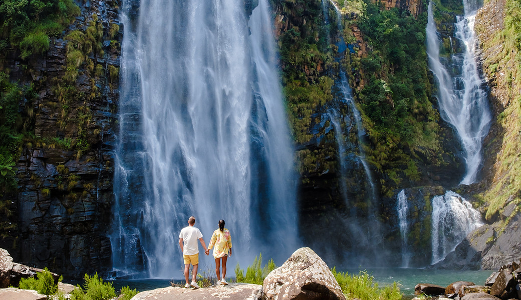 Couple exploring Lisbon Falls