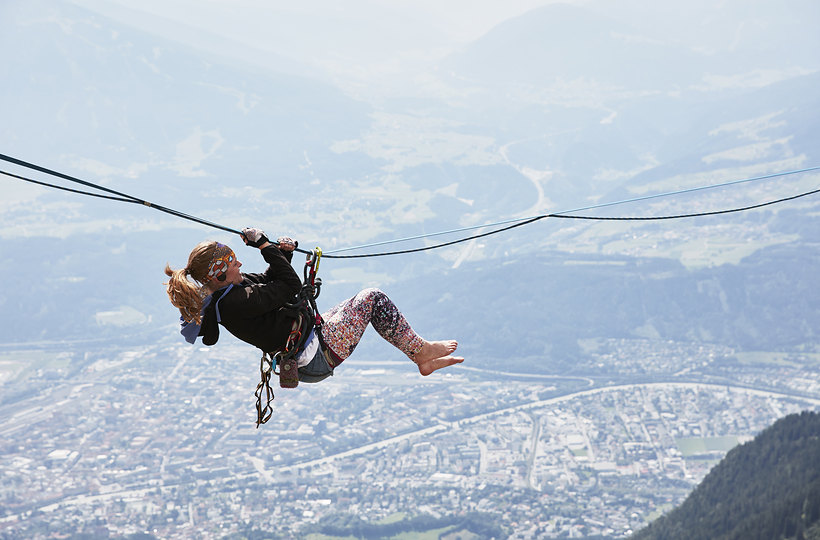 Zip line adventure above the valley